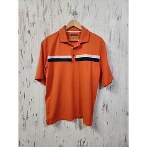 Pebble Beach Golf Polo Performance Mens Medium Orange Stripped